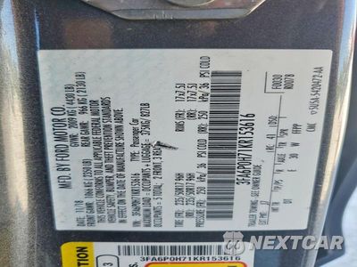 Zdjęcie 12 z 12 samochodu: 2019 FORD FUSION VIN:3FA6P0H71KR153616 - miniatura