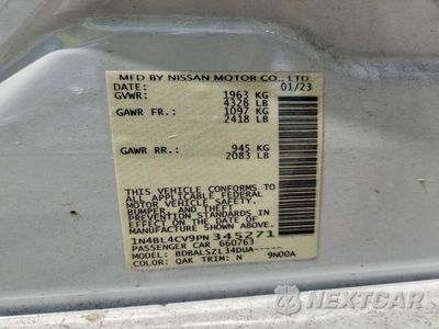 Zdjęcie 12 z 12 samochodu: 2023 NISSAN ALTIMA SR VIN:1N4BL4CV9PN345271 - miniatura