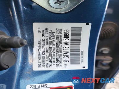 Zdjęcie 12 z 12 samochodu: 2010 HONDA CIVIC LX VIN:2HGFA1F51AH540956 - miniatura