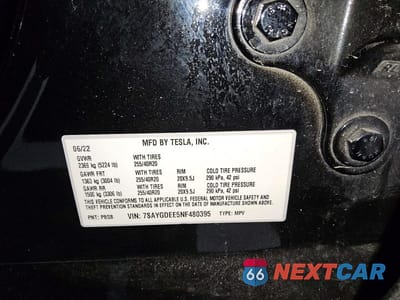 Zdjęcie 14 z 14 samochodu: 2022 TESLA MODEL Y VIN:7SAYGDEE5NF480395 - miniatura