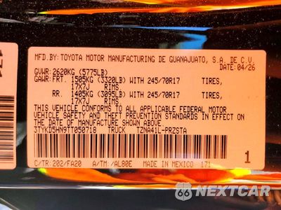 Zdjęcie 12 z 12 samochodu: 2026 TOYOTA TACOMA SR VIN:3TYKD5HN9TT050718 - miniatura