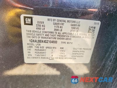 Zdjęcie 12 z 12 samochodu: 2016 CHEVROLET EQUINOX LS VIN:1GNALBEK4GZ104800 - miniatura