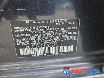 Zdjęcie 13 z 13 samochodu: 2019 SUBARU CROSSTREK PREMIUM VIN:JF2GTADCXK8277762 - miniatura