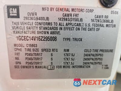 Zdjęcie 12 z 12 samochodu: 2006 CHEVROLET SILVERADO C1500 VIN:1GCEC14V16Z295008 - miniatura