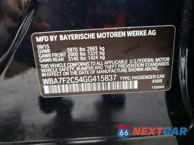 Zdjęcie 13 z 13 samochodu: 2016 BMW 750 XI VIN:WBA7F2C54GG415837 - miniatura