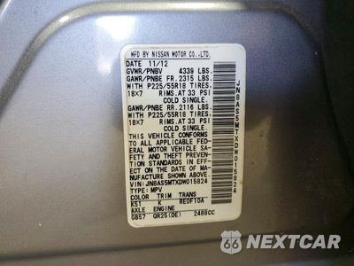 Zdjęcie 12 z 12 samochodu: 2013 NISSAN ROGUE S VIN:JN8AS5MTXDW015824 - miniatura