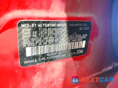 Zdjęcie 12 z 12 samochodu: 2020 MITSUBISHI MIRAGE G4 SE VIN:ML32F4FJ8LHF04872 - miniatura