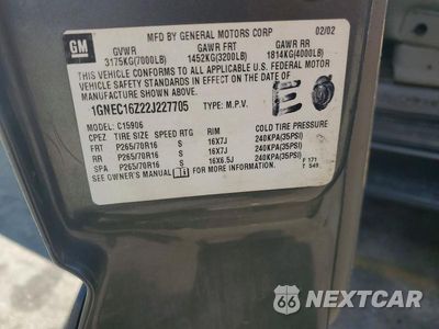 Zdjęcie 12 z 12 samochodu: 2002 CHEVROLET SUBURBAN C1500 VIN:1GNEC16Z22J227705 - miniatura