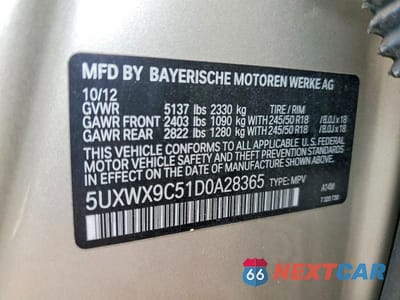 Zdjęcie 13 z 13 samochodu: 2013 BMW X3 XDRIVE28I VIN:5UXWX9C51D0A28365 - miniatura