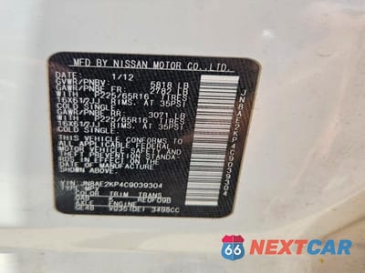 Zdjęcie 13 z 13 samochodu: 2012 NISSAN QUEST 3.5 S VIN:JN8AE2KP4C9039304 - miniatura