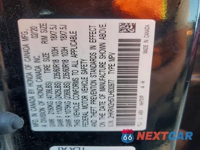 Zdjęcie 13 z 13 samochodu: 2020 HONDA CR-V EX VIN:2HKRW2H57LH630977 - miniatura