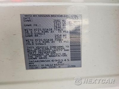Zdjęcie 13 z 13 samochodu: 2013 NISSAN PATHFINDER S VIN:5N1AR2MN5DC690145 - miniatura