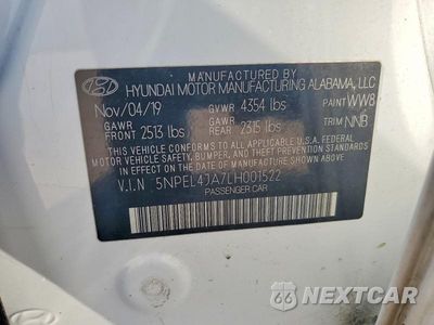 Zdjęcie 12 z 12 samochodu: 2020 HYUNDAI SONATA SEL VIN:5NPEL4JA7LH001522 - miniatura