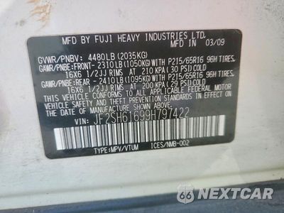 Zdjęcie 12 z 12 samochodu: 2009 SUBARU FORESTER 2.5X VIN:JF2SH61699H797422 - miniatura