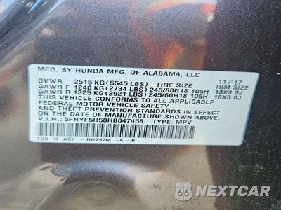 Zdjęcie 13 z 13 samochodu: 2017 HONDA PILOT EXL VIN:5FNYF5H50HB047458 - miniatura