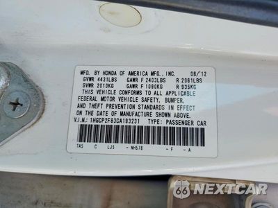 Zdjęcie 13 z 13 samochodu: 2012 HONDA ACCORD EXL VIN:1HGCP2F83CA193231 - miniatura