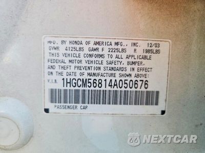 Zdjęcie 13 z 13 samochodu: 2004 HONDA ACCORD EX VIN:1HGCM56814A050676 - miniatura