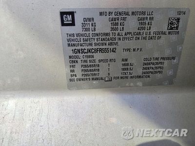Zdjęcie 13 z 13 samochodu: 2015 CHEVROLET SUBURBAN C1500 LT VIN:1GNSCJKC8FR555142 - miniatura