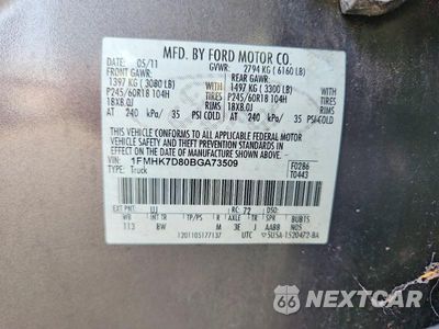 Zdjęcie 12 z 12 samochodu: 2011 FORD EXPLORER XLT VIN:1FMHK7D80BGA73509 - miniatura