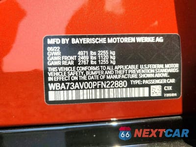 Zdjęcie 12 z 12 samochodu: 2023 BMW 430XI GRAN COUPE VIN:WBA73AV00PFN22880 - miniatura