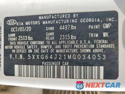 Zdjęcie 12 z 12 samochodu: 2021 KIA K5 GT LINE VIN:5XXG64J21MG034053 - miniatura