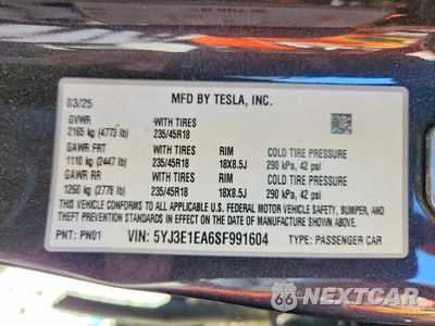Zdjęcie 13 z 13 samochodu: 2025 TESLA MODEL 3 VIN:5YJ3E1EA6SF991604 - miniatura
