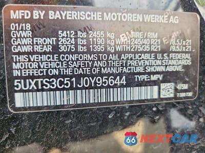 Zdjęcie 13 z 13 samochodu: 2018 BMW X3 XDRIVEM40I VIN:5UXTS3C51J0Y95644 - miniatura