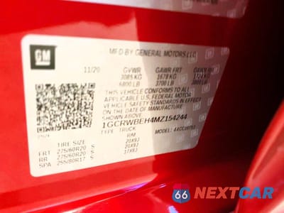 Zdjęcie 12 z 12 samochodu: 2021 CHEVROLET SILVERADO C1500 CUSTOM VIN:1GCRWBEH4MZ154244 - miniatura