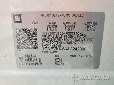 Zdjęcie 13 z 13 samochodu: 2020 CHEVROLET TRAVERSE PREMIER VIN:1GNEVKKW4LJ242896 - miniatura
