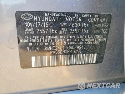 Zdjęcie 13 z 13 samochodu: 2016 HYUNDAI SONATA HYBRID SE VIN:KMHE24L11GA029941 - miniatura