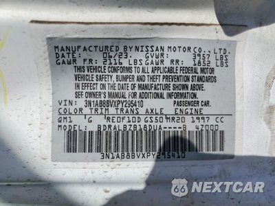 Zdjęcie 13 z 13 samochodu: 2023 NISSAN SENTRA S VIN:3N1AB8BVXPY295410 - miniatura