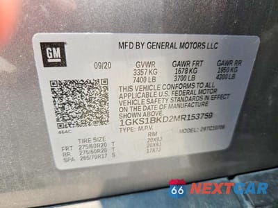 Zdjęcie 13 z 13 samochodu: 2021 GMC YUKON SLT VIN:1GKS1BKD2MR153759 - miniatura