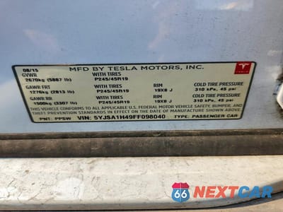 Zdjęcie 13 z 13 samochodu: 2015 TESLA MODEL S P85D VIN:5YJSA1H49FF098040 - miniatura