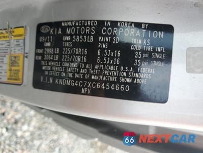 Zdjęcie 13 z 13 samochodu: 2012 KIA SEDONA LX VIN:KNDMG4C7XC6454660 - miniatura