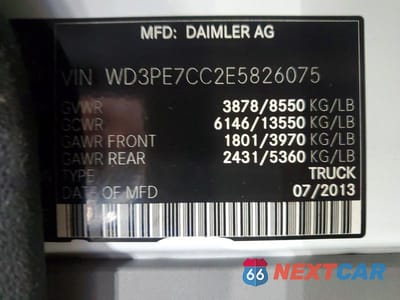 Zdjęcie 13 z 13 samochodu: 2014 MERCEDES-BENZ SPRINTER 2500 VIN:WD3PE7CC2E5826075 - miniatura