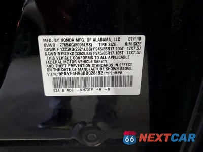 Zdjęcie 13 z 13 samochodu: 2011 HONDA PILOT TOURING VIN:5FNYF4H98BB028192 - miniatura