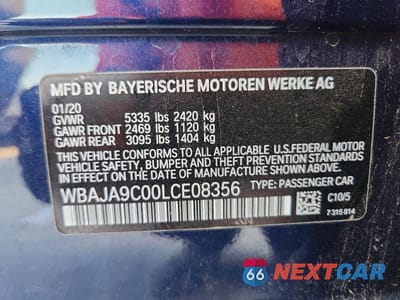 Zdjęcie 13 z 13 samochodu: 2020 BMW 530 VIN:WBAJA9C00LCE08356 - miniatura