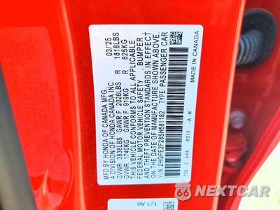 Zdjęcie 12 z 12 samochodu: 2025 HONDA CIVIC LX VIN:2HGFE2F28SH581182 - miniatura