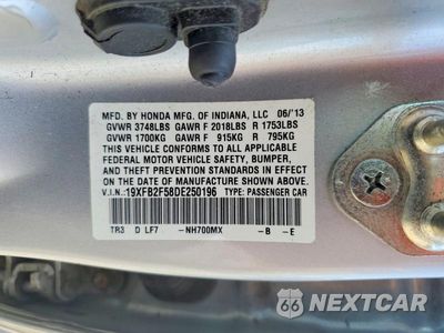 Zdjęcie 13 z 13 samochodu: 2013 HONDA CIVIC LX VIN:19XFB2F58DE250196 - miniatura