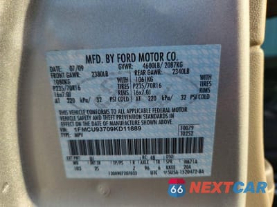 Zdjęcie 14 z 14 samochodu: 2009 FORD ESCAPE XLT VIN:1FMCU93709KD11889 - miniatura
