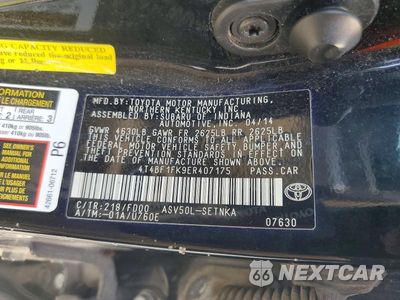 Zdjęcie 12 z 12 samochodu: 2014 TOYOTA CAMRY LE VIN:4T4BF1FK9ER407175 - miniatura