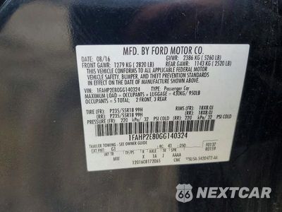 Zdjęcie 12 z 12 samochodu: 2016 FORD TAURUS SEL VIN:1FAHP2E80GG140324 - miniatura