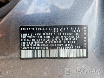 Zdjęcie 12 z 12 samochodu: 2019 VOLKSWAGEN JETTA S VIN:3VWC57BUXKM269000 - miniatura