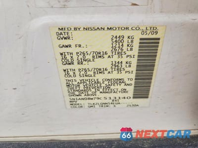 Zdjęcie 12 z 12 samochodu: 2009 NISSAN XTERRA X VIN:5N1AN08W79C513140 - miniatura
