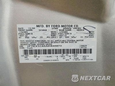 Zdjęcie 12 z 12 samochodu: 2010 FORD F150 SUPER CAB VIN:1FTEX1C85AKB45873 - miniatura