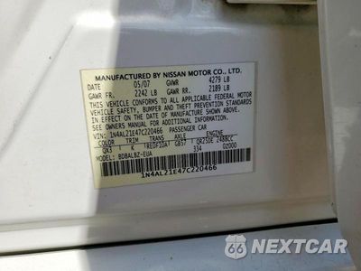 Zdjęcie 12 z 12 samochodu: 2007 NISSAN ALTIMA 2.5 VIN:1N4AL21E47C220466 - miniatura