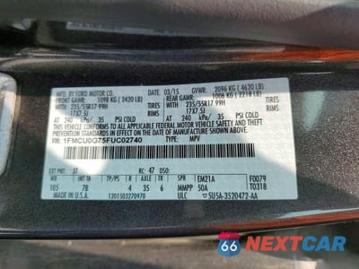 Zdjęcie 13 z 13 samochodu: 2015 FORD ESCAPE SE VIN:1FMCU0G75FUC02740 - miniatura