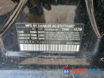 Zdjęcie 12 z 12 samochodu: 2008 MERCEDES-BENZ E 350 4MATIC VIN:WDBUF87X38B316444 - miniatura
