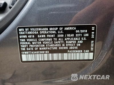 Zdjęcie 12 z 12 samochodu: 2016 VOLKSWAGEN PASSAT SE VIN:1VWBT7A34GC069183 - miniatura