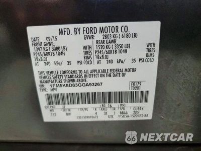 Zdjęcie 14 z 14 samochodu: 2016 FORD EXPLORER XLT VIN:1FM5K8D83GGA93267 - miniatura